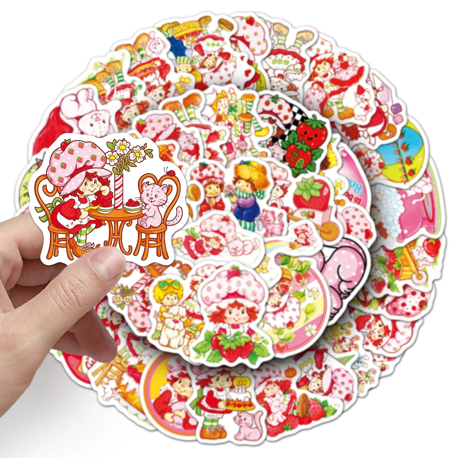 50 Pcs Strawberry Cartoon Stickers Cartoon Sweet Waterproof Vinyl Decals for Laptop Phone Case Luggage Water Bottle Journal image 4