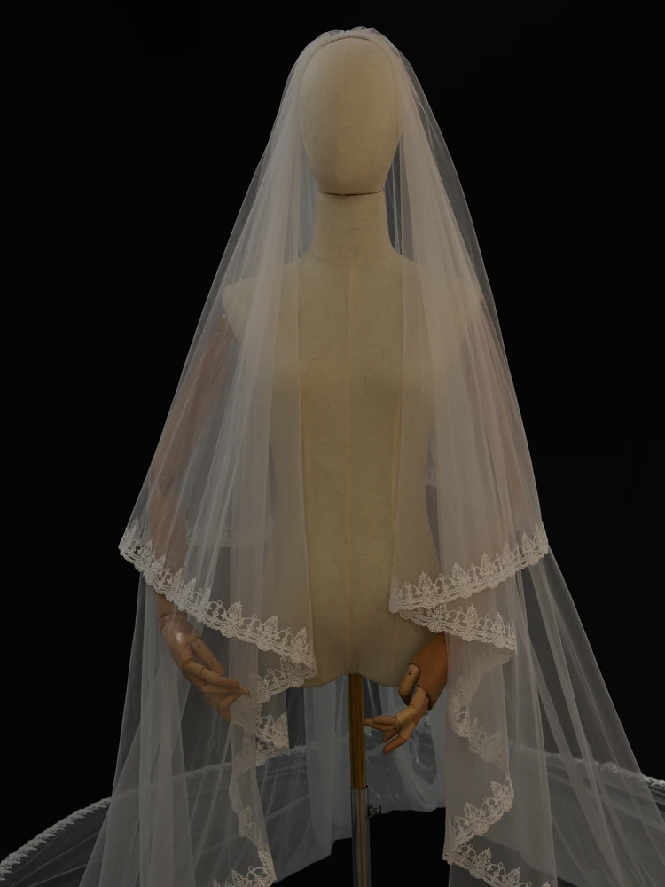 Velo di pizzo della cattedrale della sposa ricamo del voto Poems modello accessori da sposa 2023 velo da donna per capelli da sposa