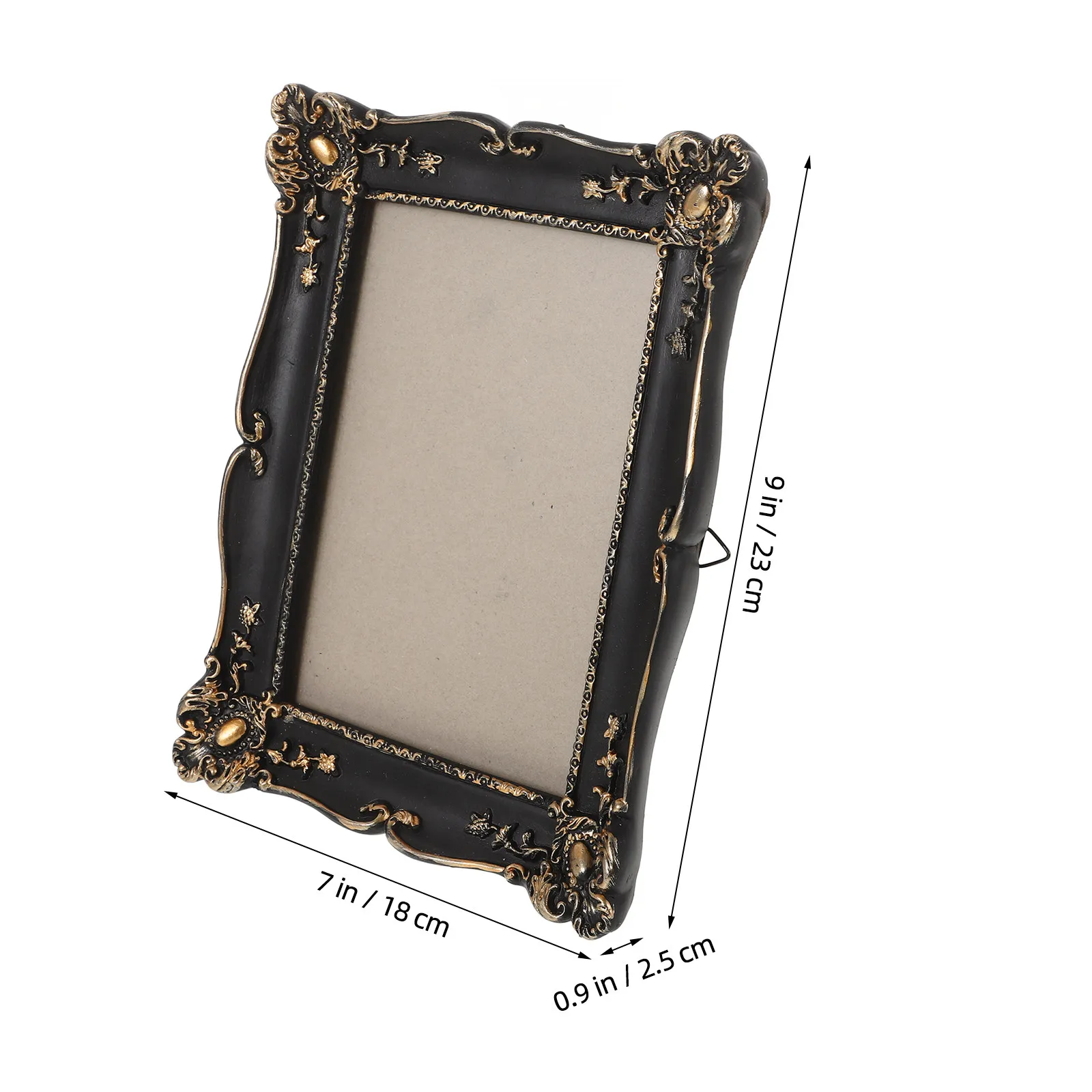 Black Embossed Vintage Photo Frame Resin Material Retro Desktop Picture Holder for Family Portrait Landscape Display Decor