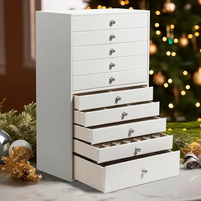 

Multi-layer jewelry box, watch ring, earrings, jewelry, ten-layer storage box, large-capacity high-end light luxury storage