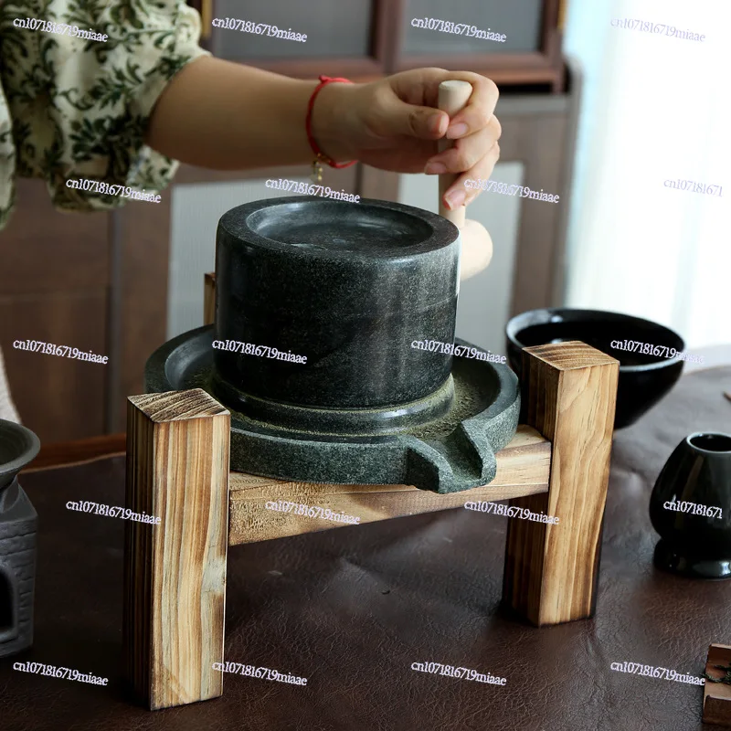 Retro Song Dynasty Tea Grinding Stone for Soy Milk & Tofu Household Kitchen Tool Graphite Bluestone