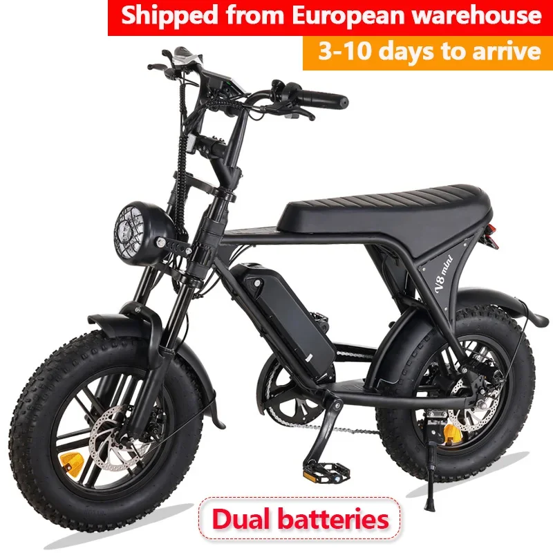 Electric bike 20 mph speed, with 374.4WH battery, 55 miles of driving range, adult moped style electric bike, 20 inch wide tires