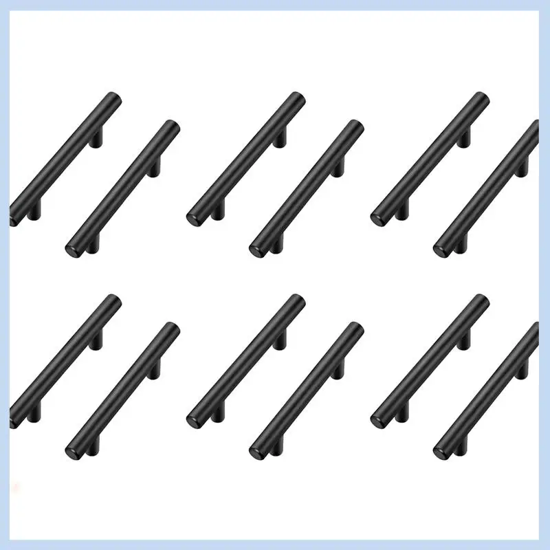 AS63-12 Pack Black Stainless Steel Cabinet Pulls Kitchen Drawer Pulls 150Mm Length, 96Mm Hole Center