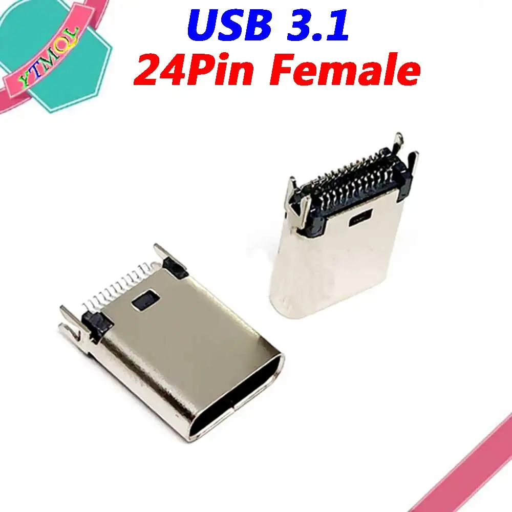 100 Buah Micro USB 3.1 Universal 24 PIN Belat 0.8 Panjang 9.3 Fungsi Penuh Bagian Wanita Tipe C Ekor Jack Steker Konektor Soket