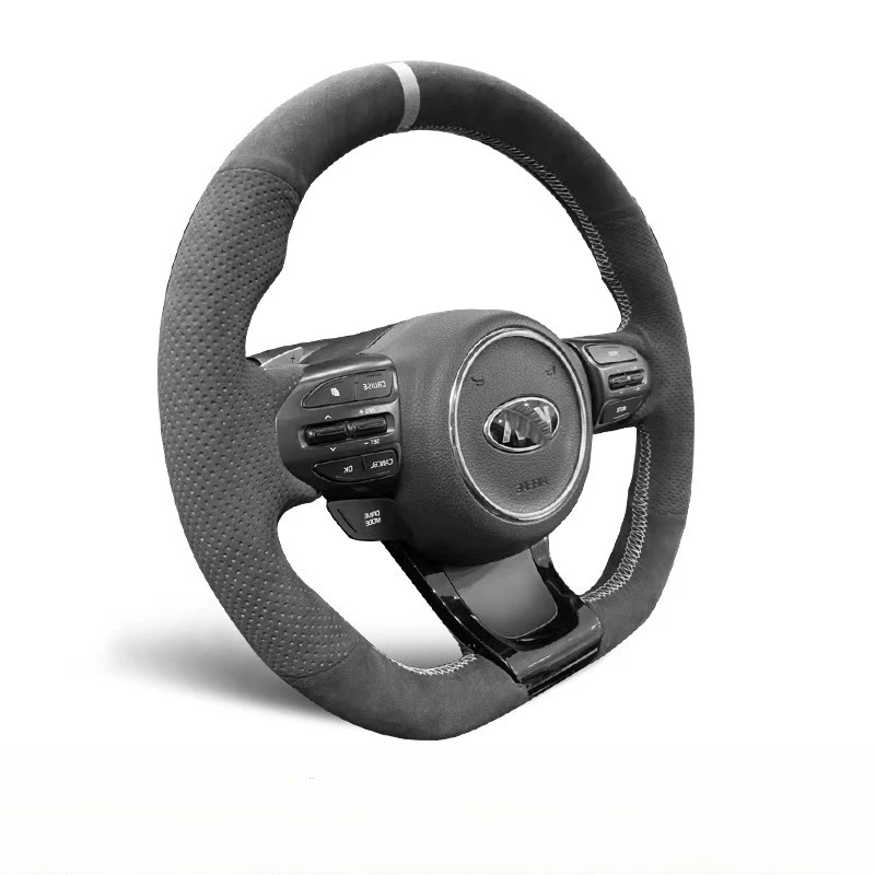 

For Kia K5 Optima K4 Cachet 2013-2017 Cee'd 2 Ceed 2015-2018 Hand-stitched non-slip suede car Steering Wheel Cover