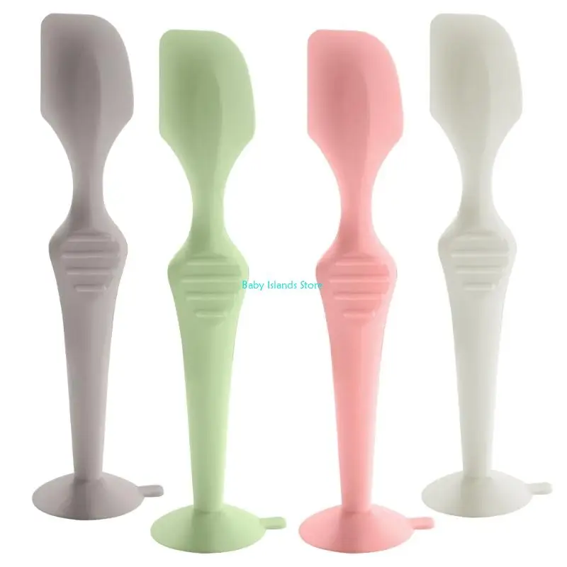 

K92D Newborns Baby Diaper Rash Cream Applicator Silicone Scraping Tool Scraper Butt Care Spatula with Suction Stand Base