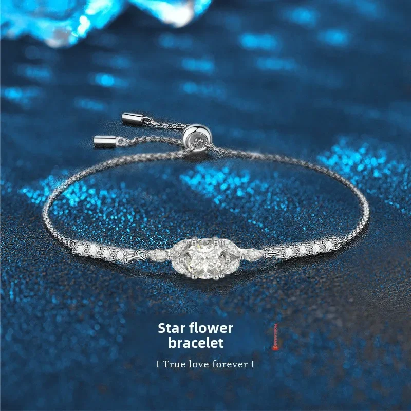 

Light luxury 925 sterling silver moissanite bracelet for women, anniversary valentine's day gift