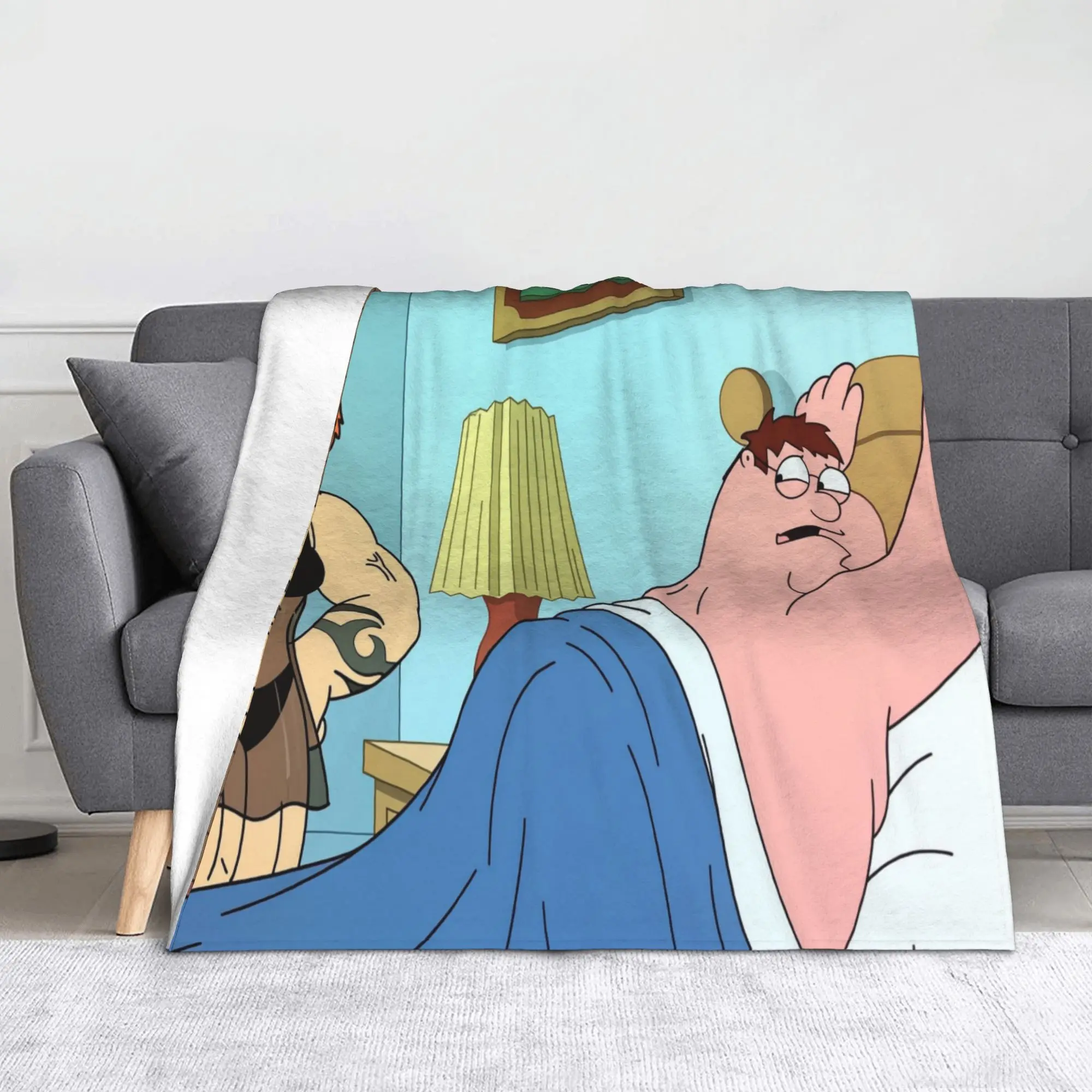 Familys Guys Funny Meme Knitted Blankets Cute Fat Man Wool Throw Blanket Summer Air Conditioning Decoration Soft Warm Bedspreads
