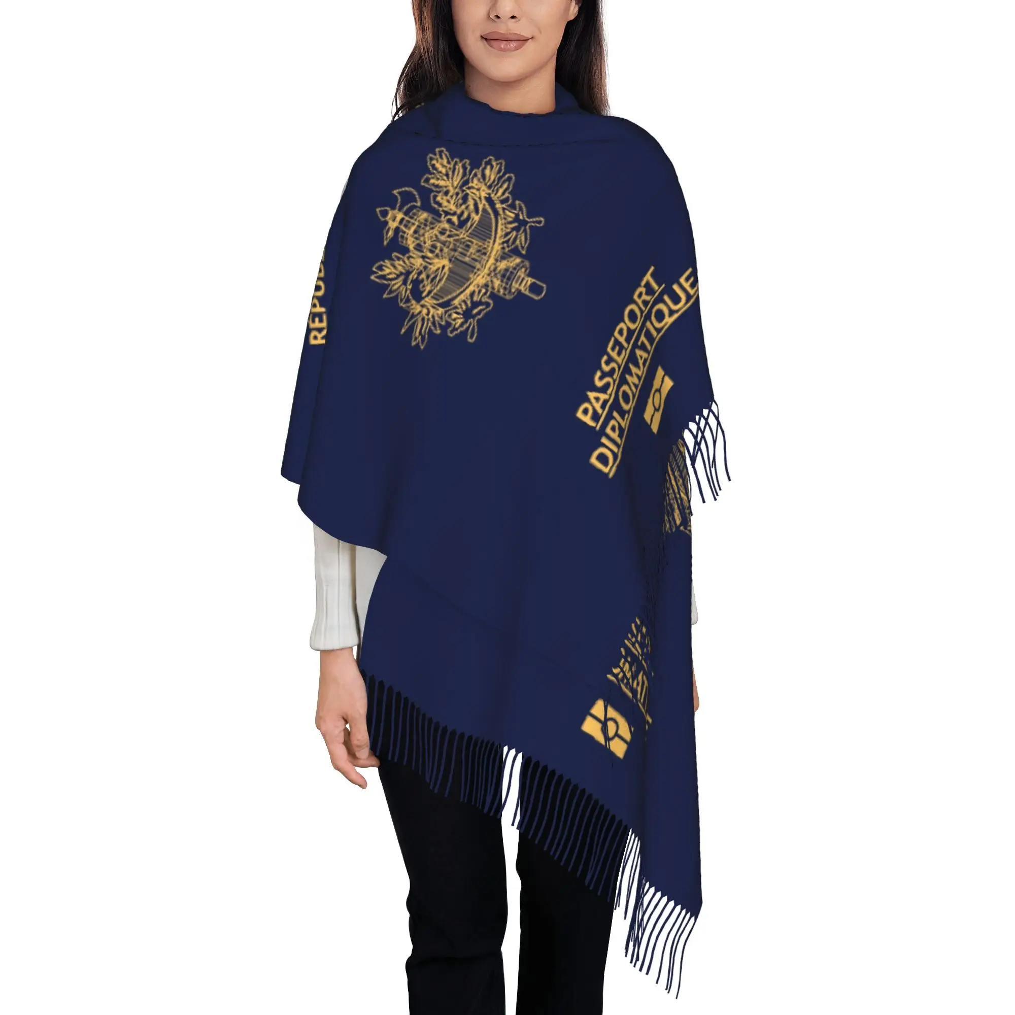 Custom Printed Franch passport Scarf  Men Women Winter Warm Scarves  Shawls Wraps