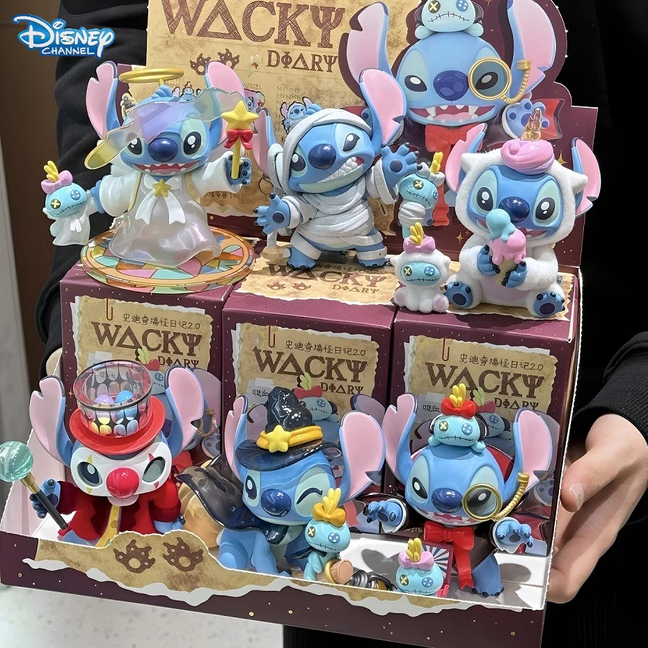 

Disney Stitch Wacky Забавный дневник 2.0 Серия слепая коробка Kawaii Фигурка в готическом стиле Модель Украшение Милая кукла Tide Play Fans Gift