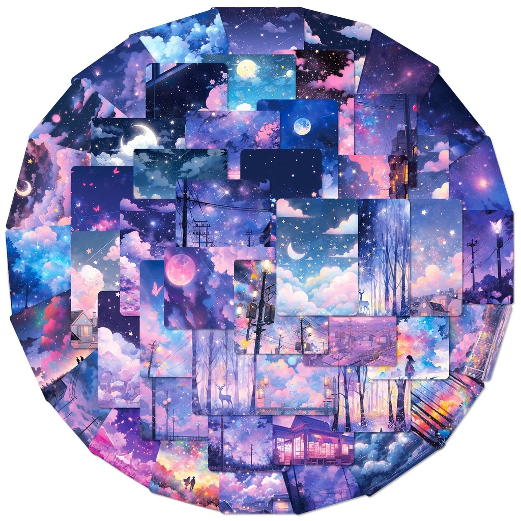 50PCS Verträumte Romantische Großt Sternen Himmel Wasserdichte graffiti Aufkleber Für Hand Konto Bleistift Fall Aufkleber BulingBulingStickers Shop