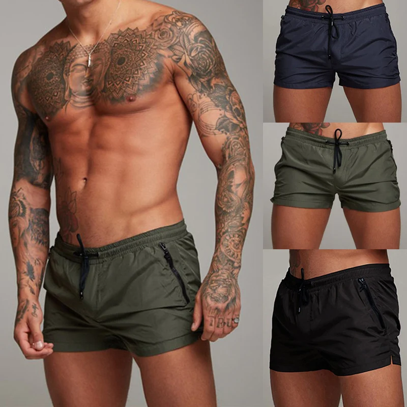 Heren Snel Droog Zwembroek Met Ritszakken Mesh Voering Mannelijk Zomer Casual Strandboard Shorts Badpak Badkleding