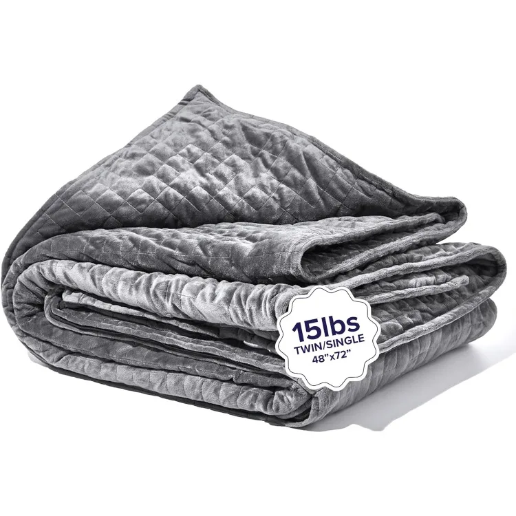 Blankets Weighted Blanket for Adults, 15lbs Grey 48