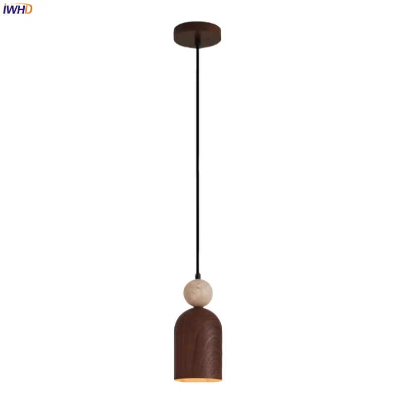 

IWHD Stone Grain LED Pendant Lamp Bedside Living Room Dining Room Cafe American Vintage Iron Hanging Light Decoration Luminaire