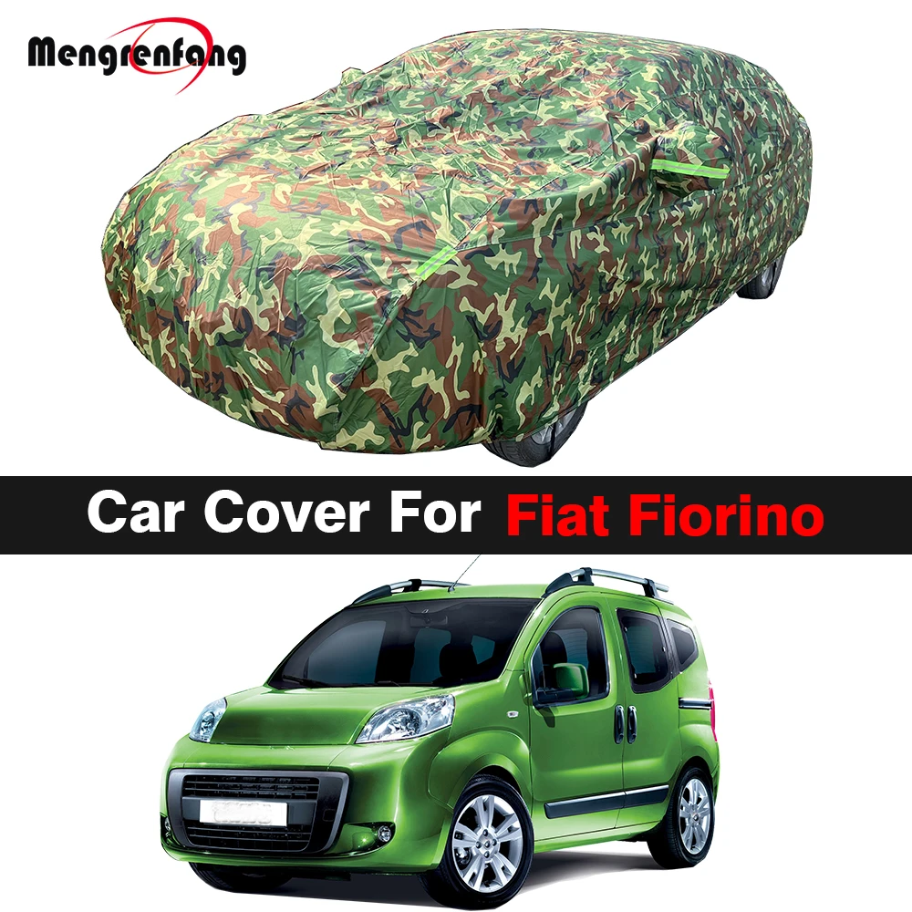 Waterproof Car Cover For Fiat Fiorino 2007-2023 Camouflage MPV Summer Sun UV Winter Rain Snow Ice Protection Durable Cover