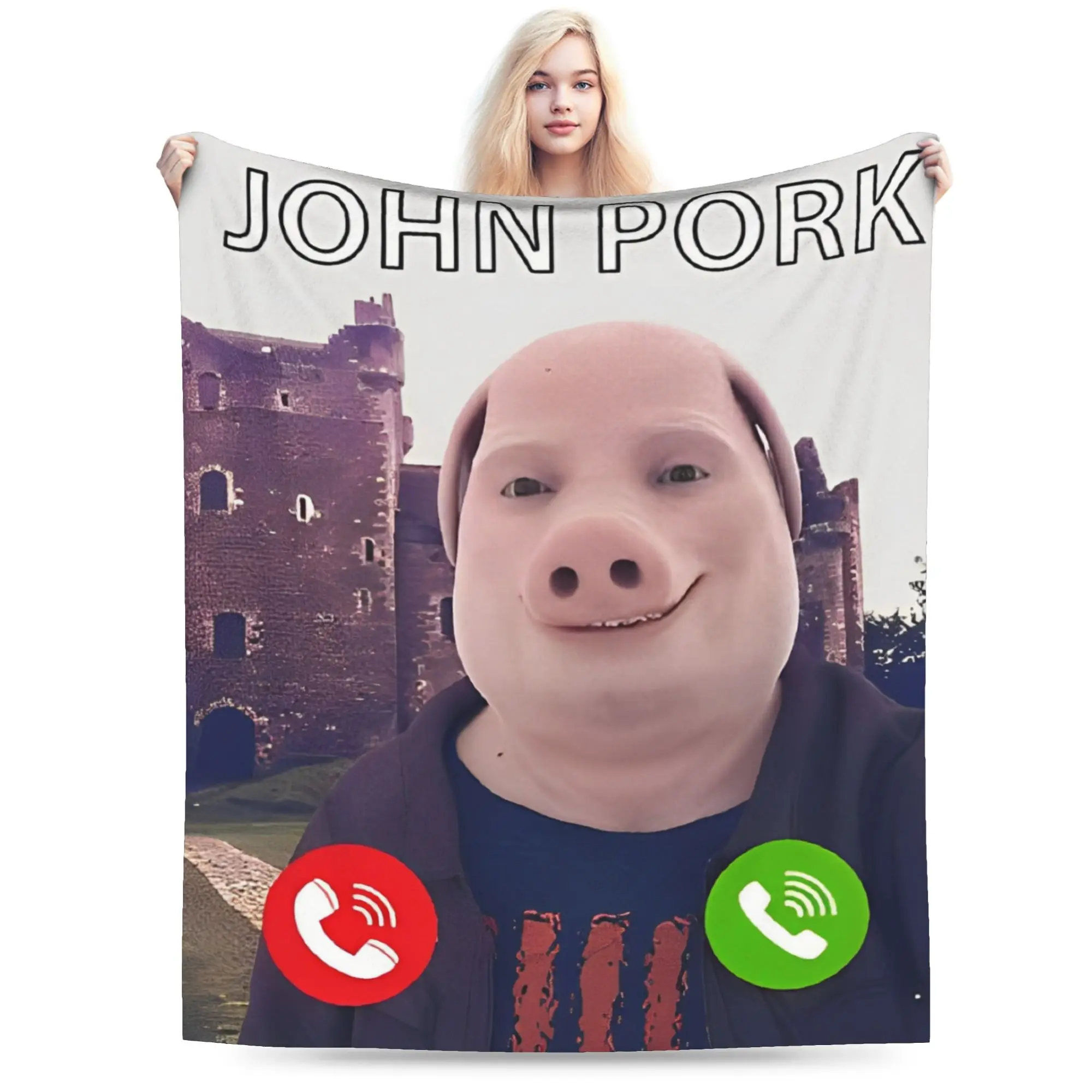 Comfortable John Pork Is Calling Funny Meme  Blanket Merch Home Decorative  Throw Blanket Warm Flannel for Outdoor