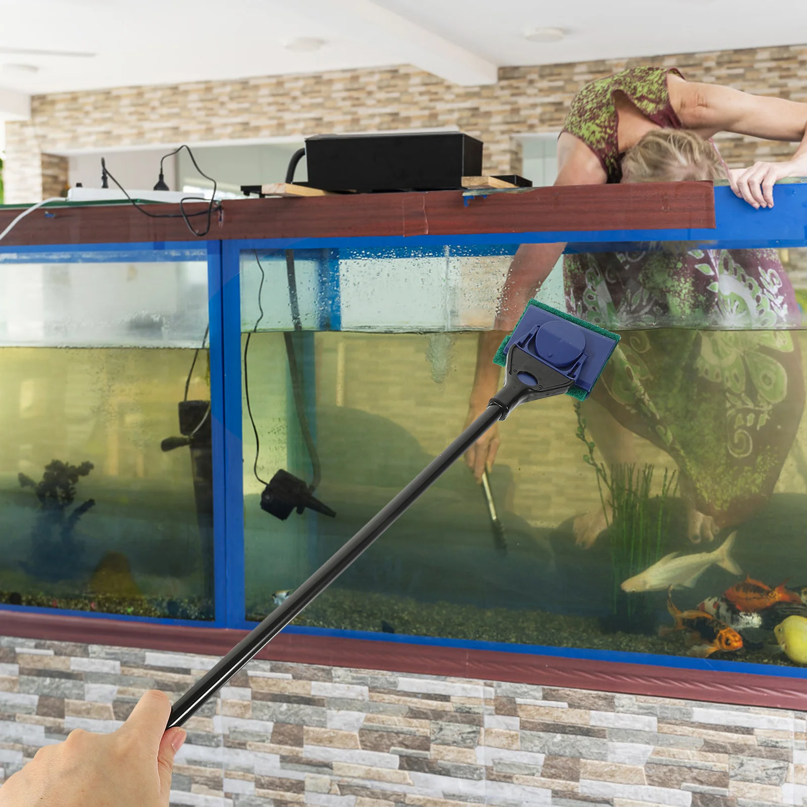 

Aquarium Fish Tank Cleaning Kit 5 in 1 Black Blue ABS Plastic Easy Assemble Disassemble Aquarium Cleaning Tool Fish Tank Gravel