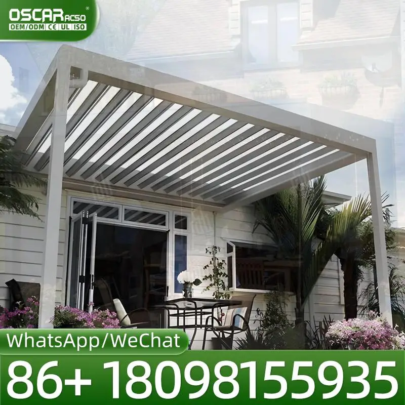 Motorised Freestanding Pool Enclosure Aluminum Louvre Sun Pergola Louvered Patio Roof Garden Shed in USA Backyard Poolside Balco