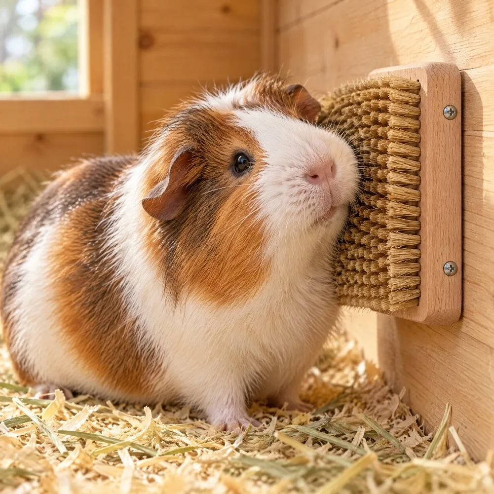 Enrichment Brush For Pigs Guinea Pig Brush Guinea Pig Brush Interactive Grooming Tool Wall Mounted Brush Plastic Brush Material