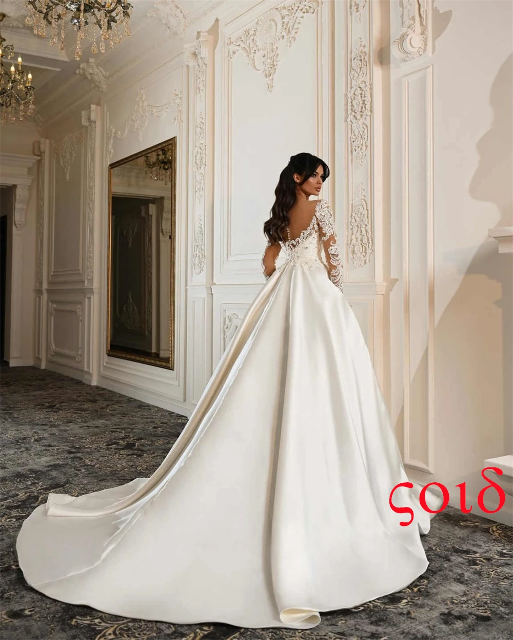 カスタマイズされたホワイトサテンアップリケウェディングパーティーAラインVネックロングドレスエレガントフォーマル絶妙な夢のような高級モダンドレス