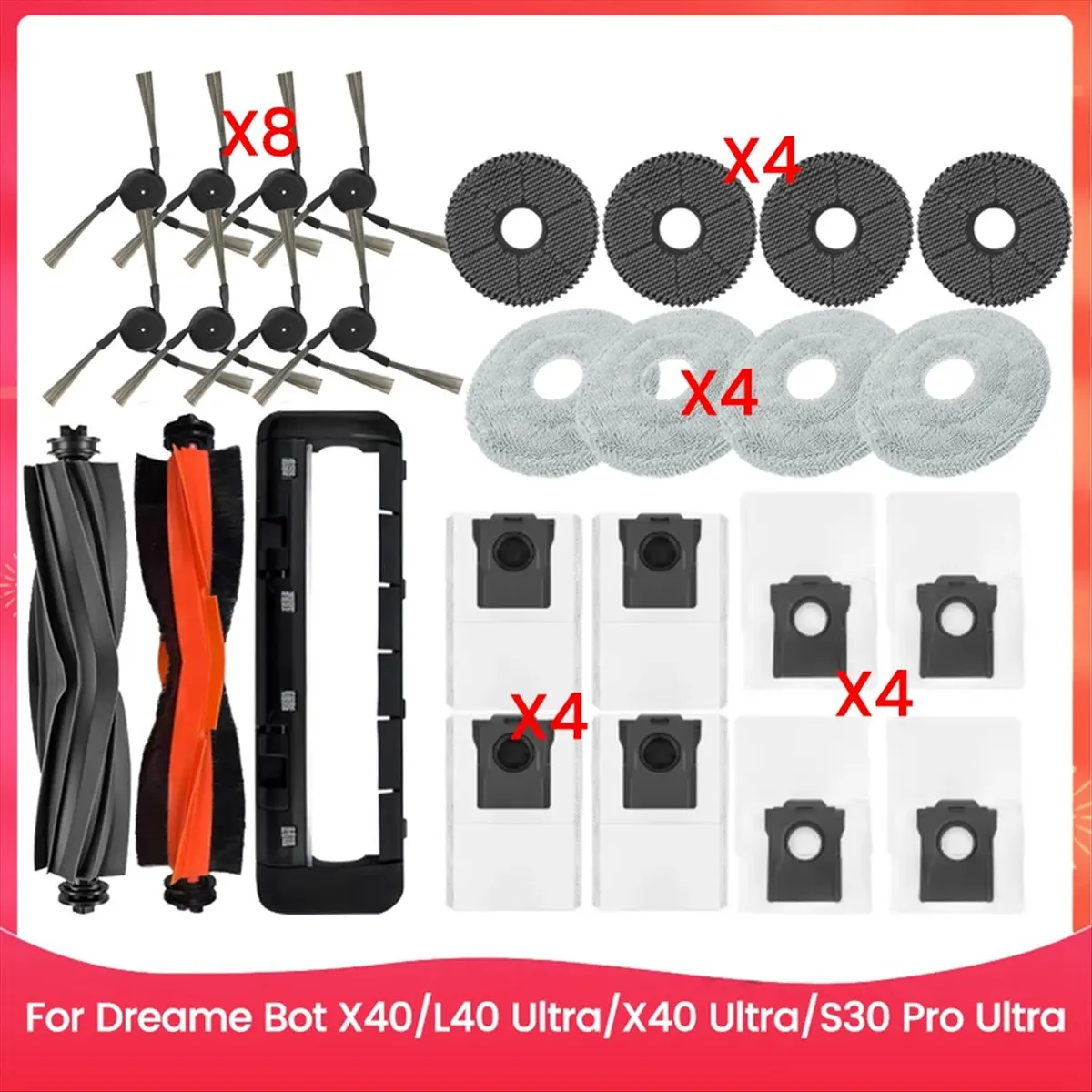 

27PCS Vacuum Brush Dust Bag and Filter Set for Bot X40 L40 Ultra X40 Ultra S30 Pro Ultra Vacuum Replacement Parts