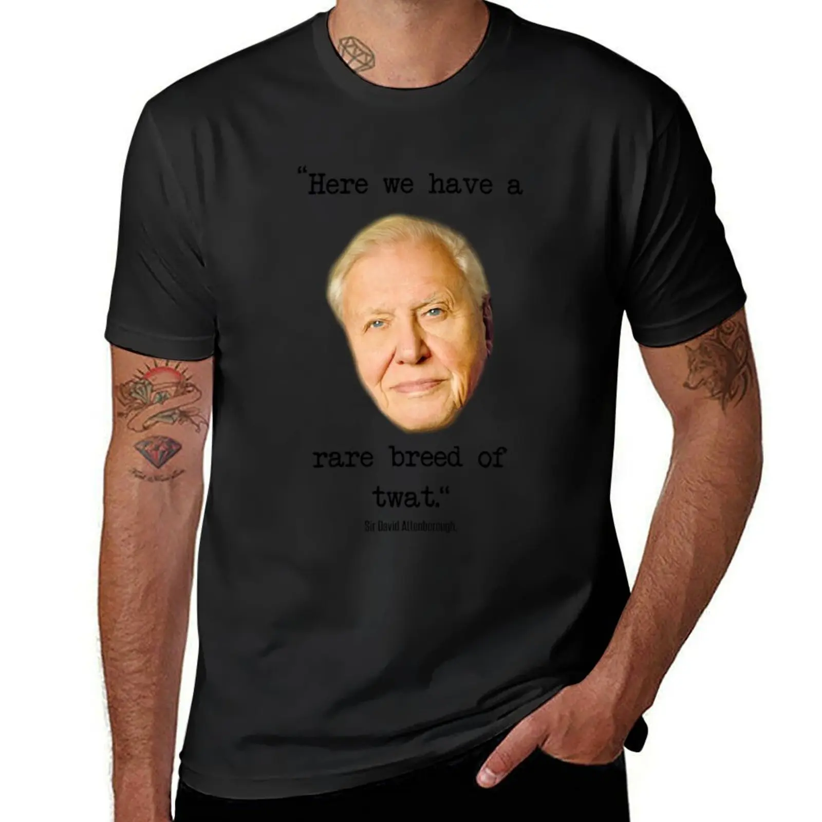 David Attenborough Joke Rude Adult Profanity T-Shirt vintage clothes tops tshirts for men