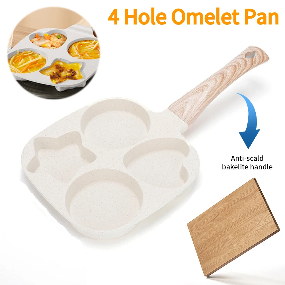Sartén para tortilla de 4 agujeros, sartén para huevos con revestimiento de granito, sartén para tortilla, sartén para panqueques multifunción para estufa de Gas y Coo de inducción