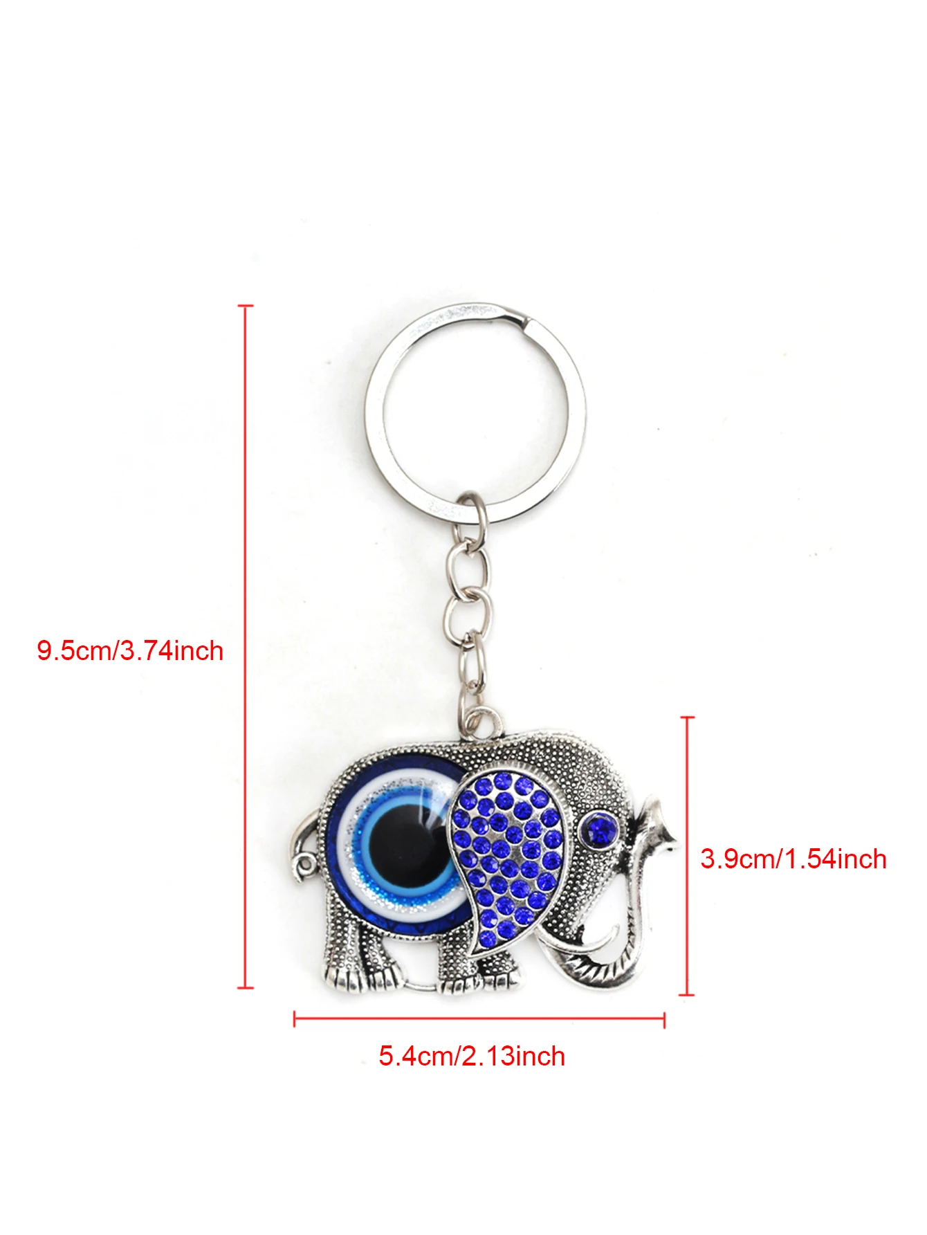 Lucky Eye Alloy Elephant Pendant Keychain Blue Turkish Evil Eye Key Chain for Women Men Jewelry llavero porte clé מחזיק מפתחות