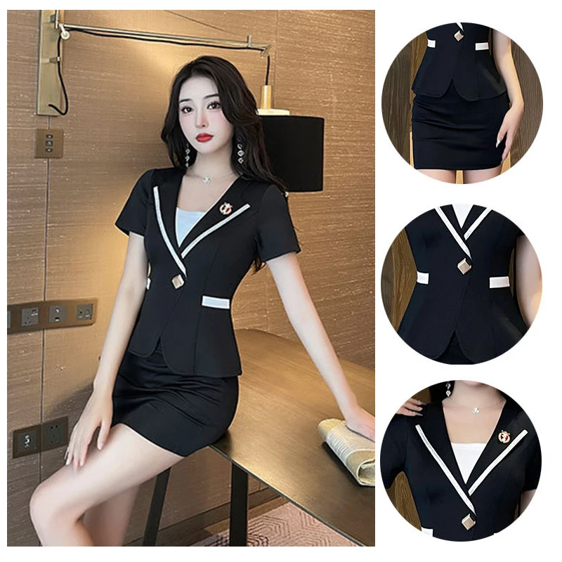 Spa Women\'s Set Sauna Suit Beautician Work Clothes Waiter Tunic Outerwear Uniform Beauty Salon Set Skirt 2-piece Set Wholesale