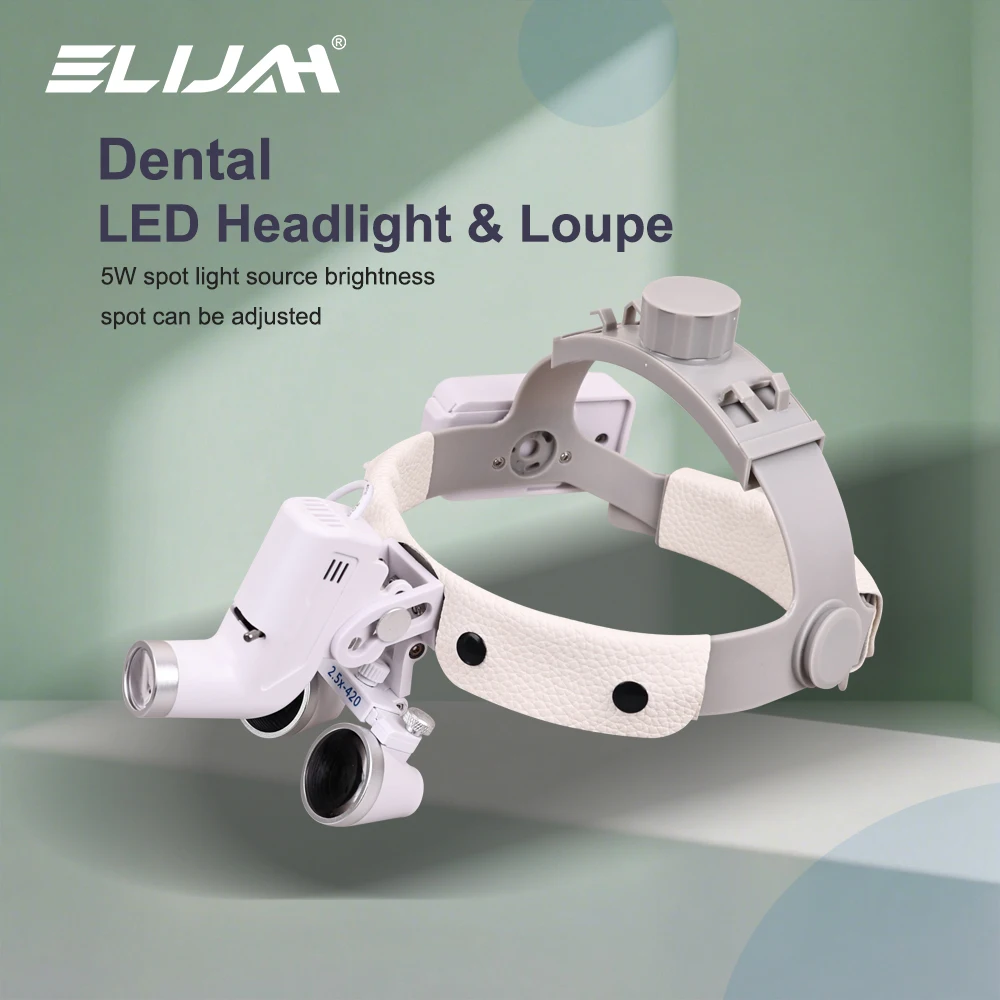 

ELIJAH 2.5x/3.5x Dental Binocular Magnifier Loupes With 5W Focusing Headlight Spot Ajustable Dental LED Surgical Headlight