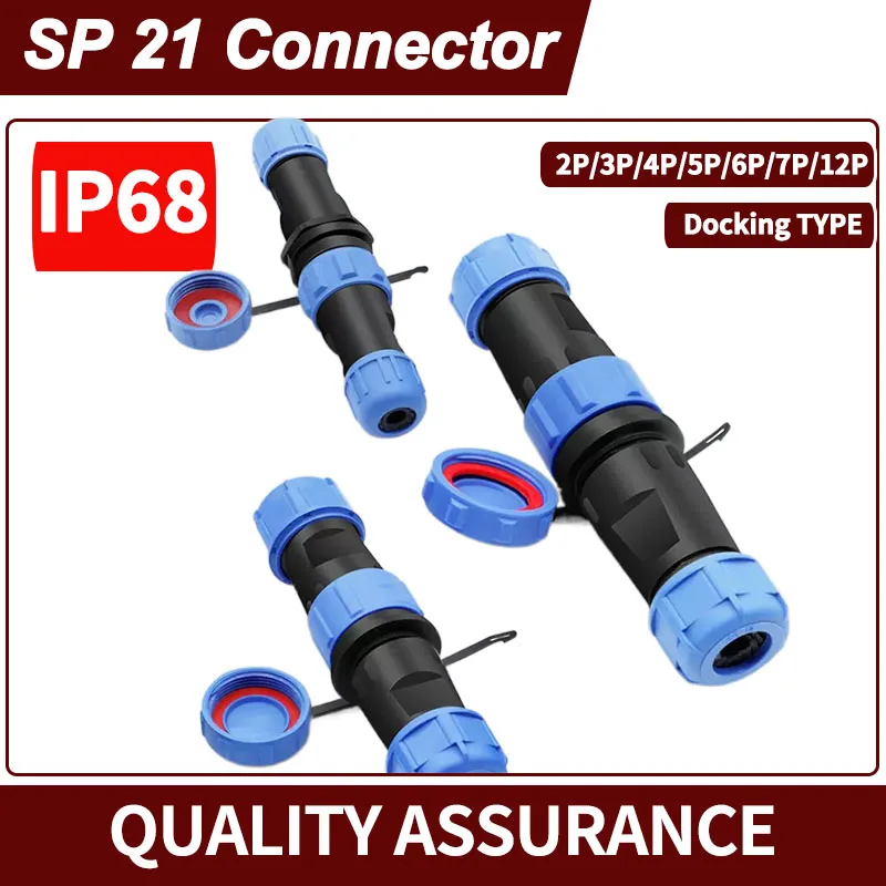 

1Pcs IP68 SP21 Docking Connector Waterproof Male and Female Butt Type Aviation Socket with 2/3/4/5/6/7/12 Pin for Industrial Use