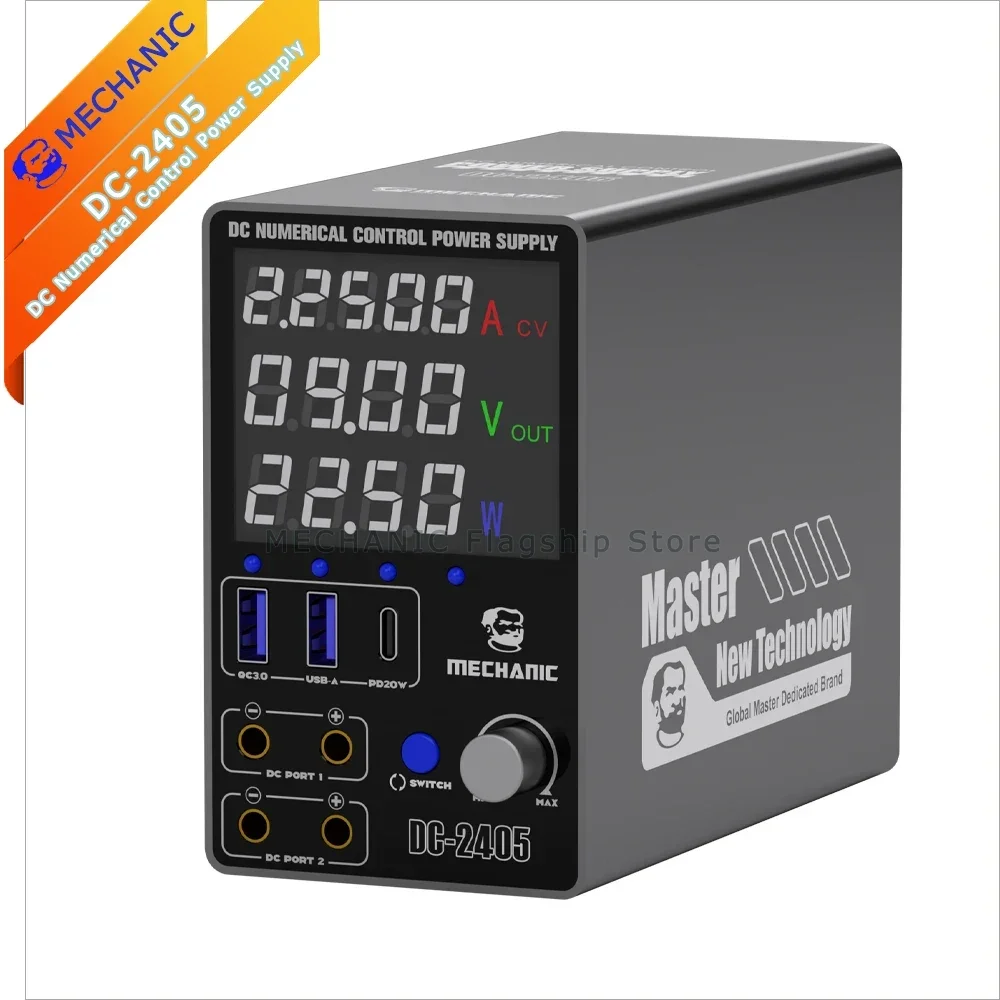 MECHANIC DC-2405 DC Power Supply Numerical Control 24A 5A Dual Channel DC Output Overload Protection Fast Charging Protocol