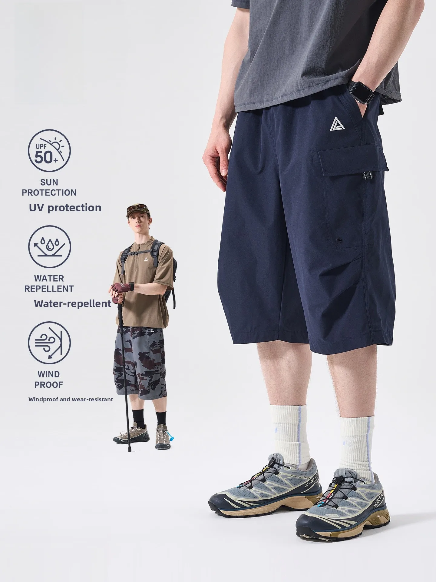 LAZY DAY Men's Outdoor Quick Dry Workwear Capri Pants Summer Mountain Climbing Hiking Anti-Uv Casual Pants Water Resistant