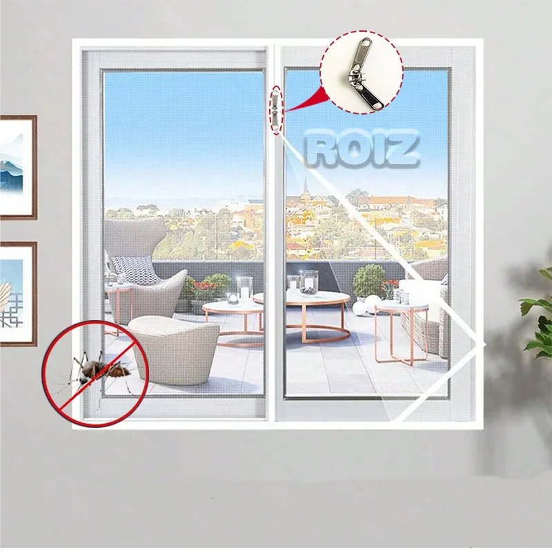 

New style customizable zipper style window screen, detachable mosquito and fly proof ventilation curtain, washable mosquito net