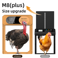 Automatic chicken coop door, anti pinch protection, large LCD display screen, timer and light sensor mode, solar powered automat