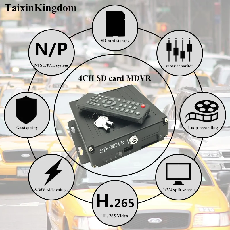 SD card storage AHD 1080P taxi 4CH remote MDVR mobile computer real-time monitoring built-in 4G GPS WiFi module Manufacturer