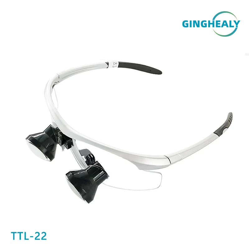 Ginghealy 22 TTL Galilean Loupes 2.5X/3.0X/3.5X IPD Customized Dental Surgical Loupes with Plastic Lenses and Anti-Splash Goggle