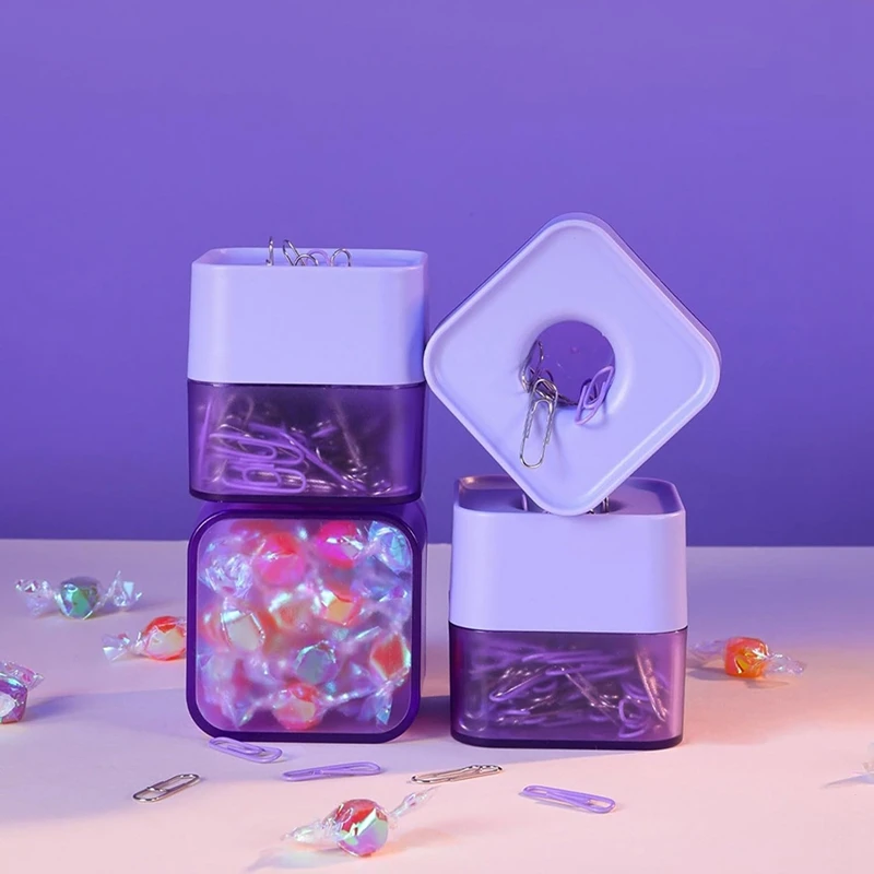 Новые двухцветные Зажимы для бумаги в элегантном магнитном матовом квадратном держателе, 28 мм, 130 зажимов в коробке