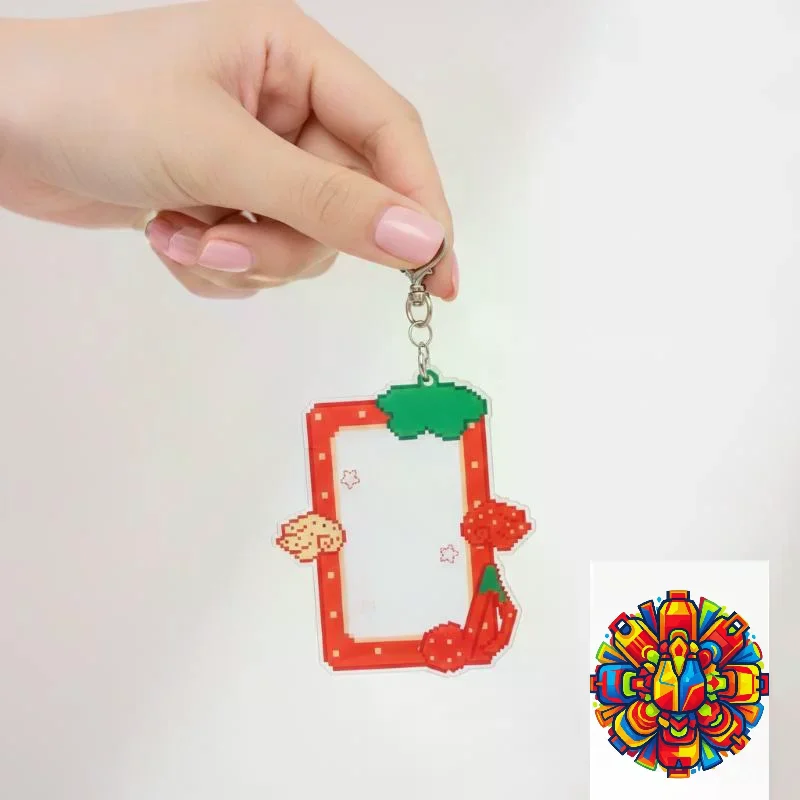 3 Inch Kpop Photocard Holder Transparent Acrylic Fruit Wings Design Photo Card Protector for Teen Girls Backpack Hanging Decor