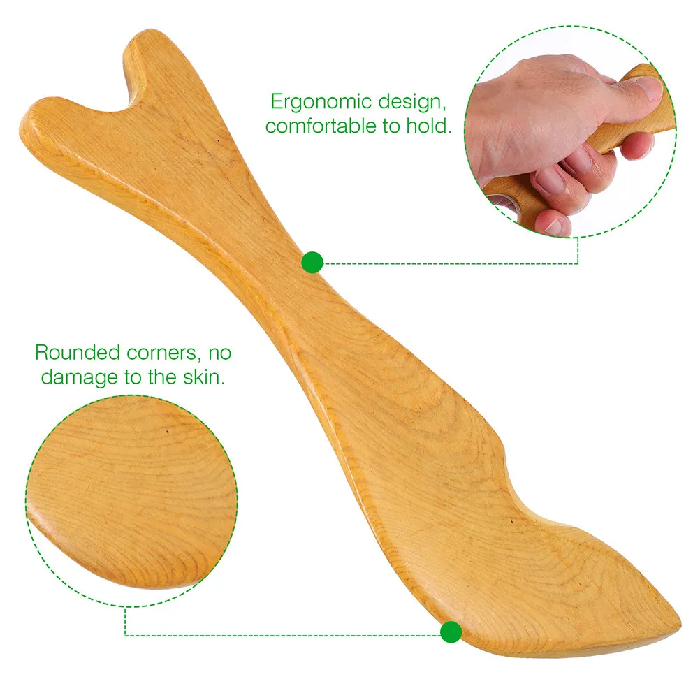 

2Pcs Fish-Shaped Wooden Guasha Boards Special Design Deep Massage Muscle Relaxation Body Scraper Non-Slip Handle Travel Health