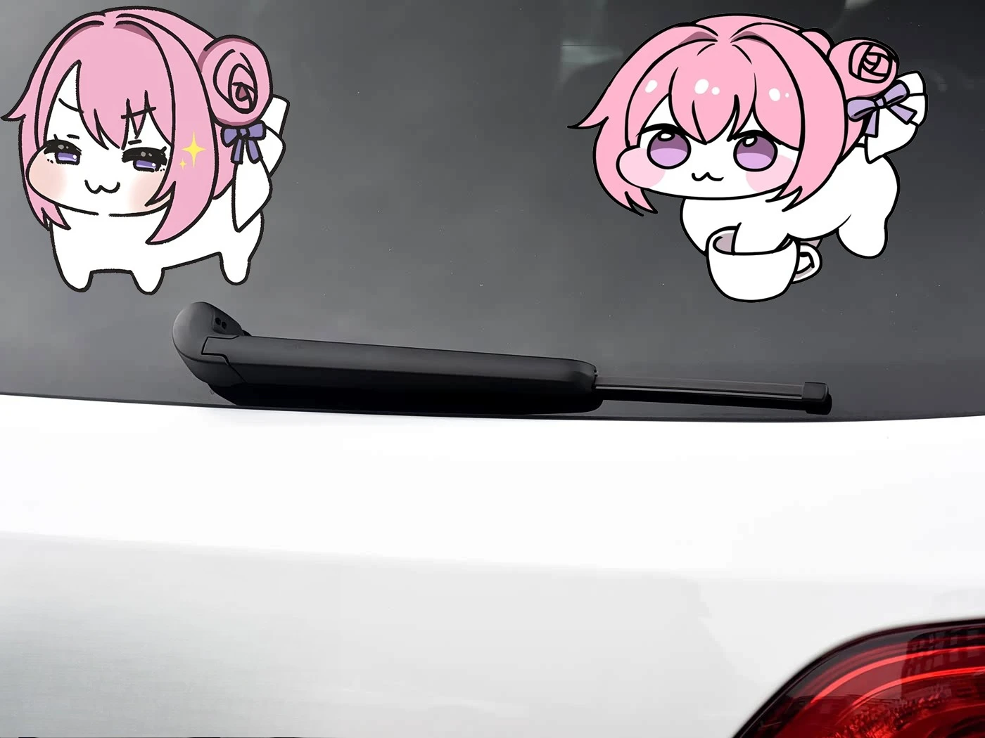 ملصق سيارة Doro Pink Kawaii - ملصق فينيل مقاوم للماء لديكور نافذة الكمبيوتر المحمول التلقائي، تصميم جمالي لطيف ياباني مضحك #2