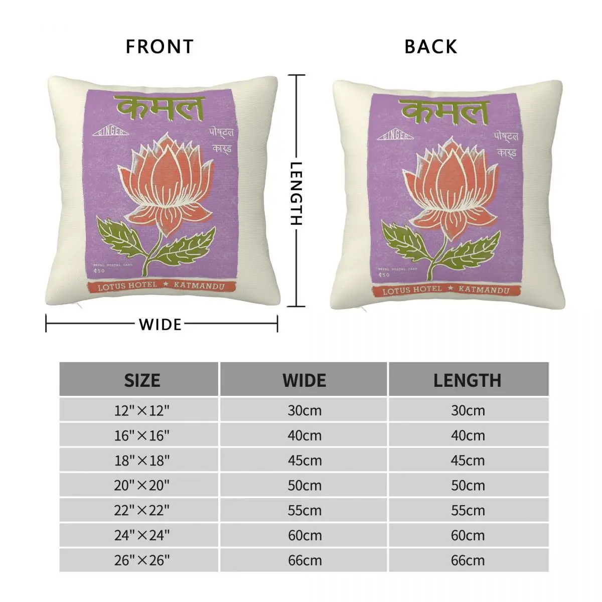 Lotus Flower Hotel Kathmandu Square Pillowcase Polyester Linen Velvet Creative Zip Decorative Bed Cushion Cover 45x45