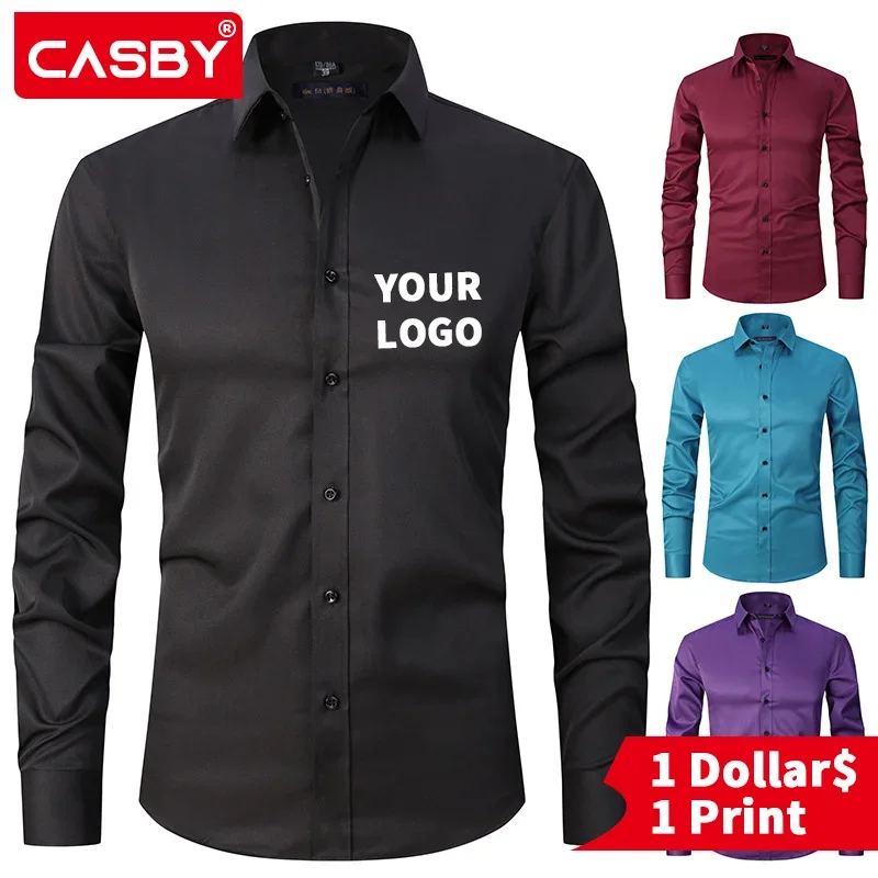 

5pcs Men Dress Shirt Fashion Long Sleeve Business Social Shirt Male Solid Color Button Down Collar Plus Size Work White Black