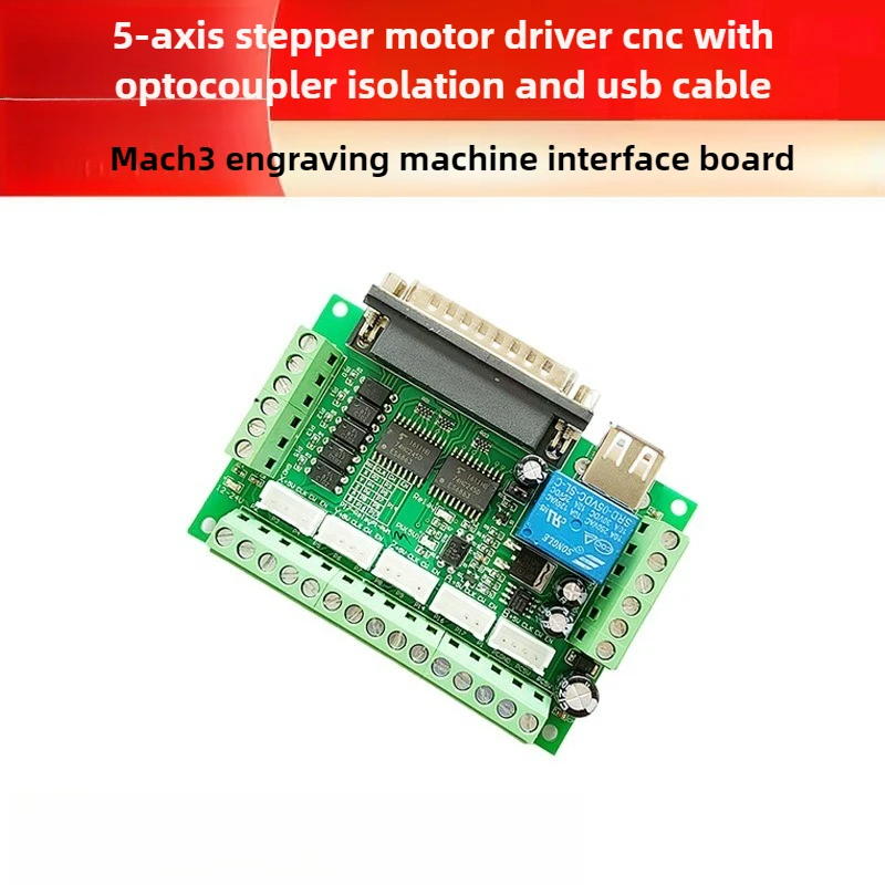 CNC MACH3 Parallel Port Control 5 axis CNC Breakout Board USB Cable DB25 Parallel Cable Compatible with TB6600 DM542 DM860H