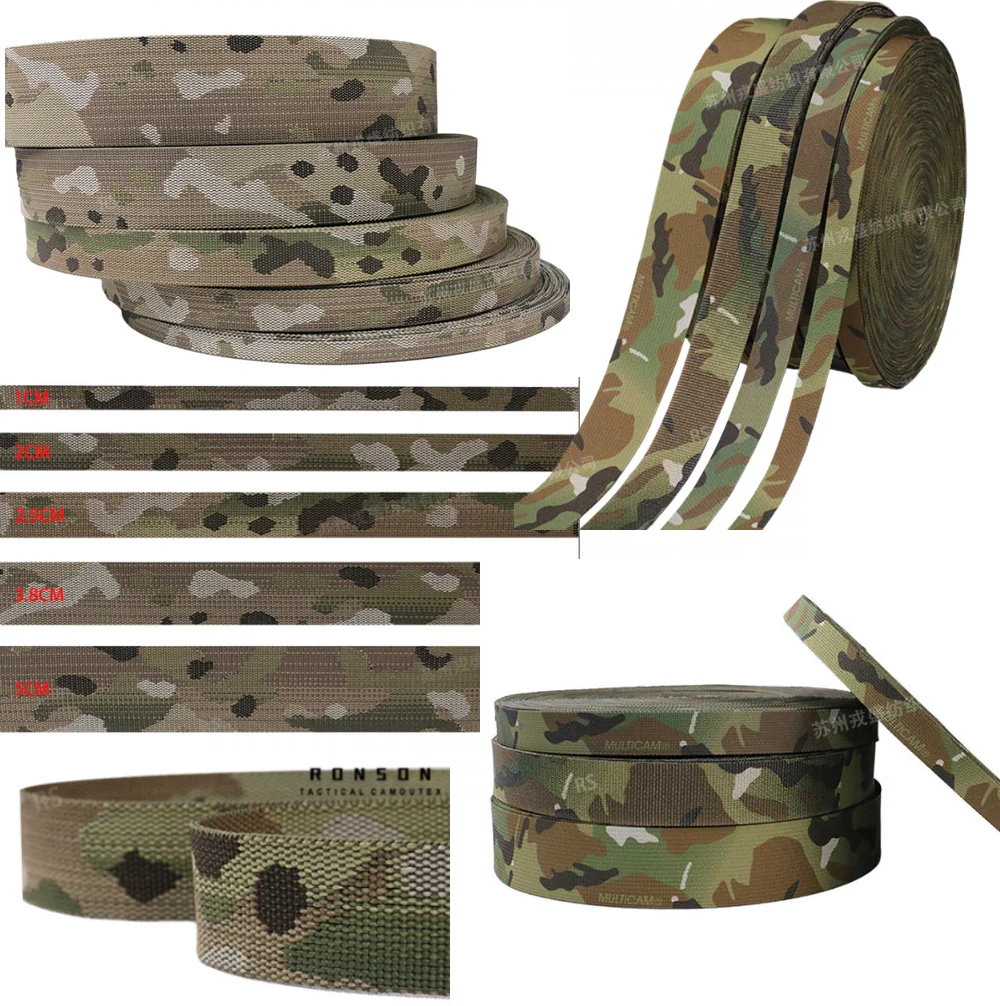 10m multicam mc dupla face jacquard webbed/fita impressa cinto molle diy cinto mochila acessórios de roupas 20/25/38/50mm de largura