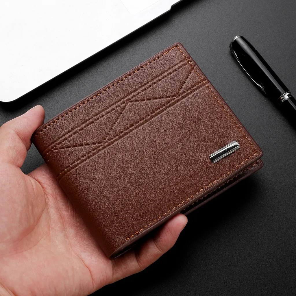 Men'S Wallet Pu Leather Pu Leather Wallet Multiple Card Slots Wallet Lightweight For Cash Storage Casual Travel Daily Carry