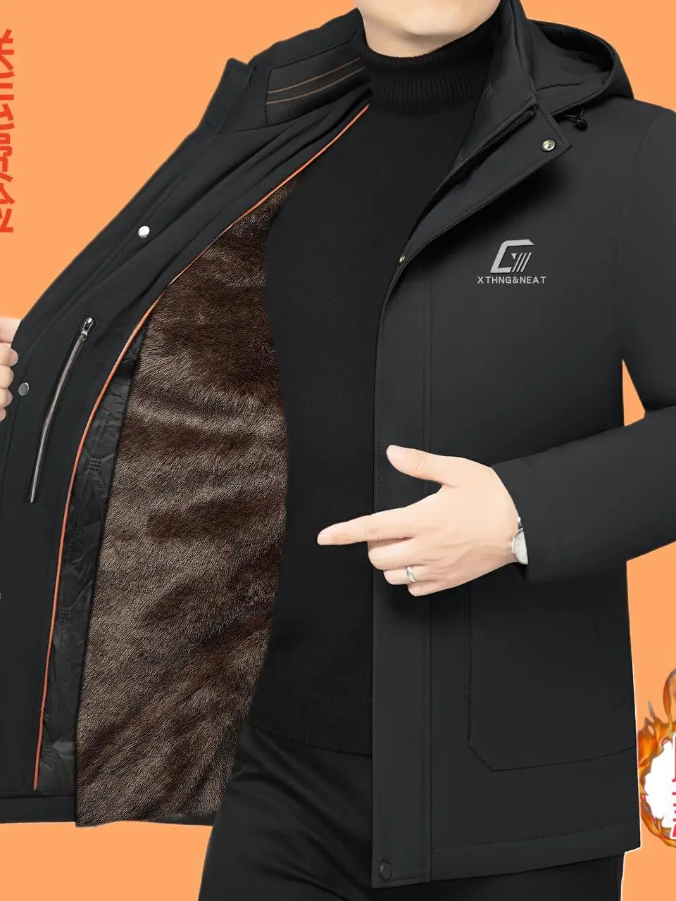 

Men's Fce Lined Thi Removable Inner Cotton Jaet Winter New Sle Luxury Cold Proof Warmth Cotton Clothes for Middle-Aged