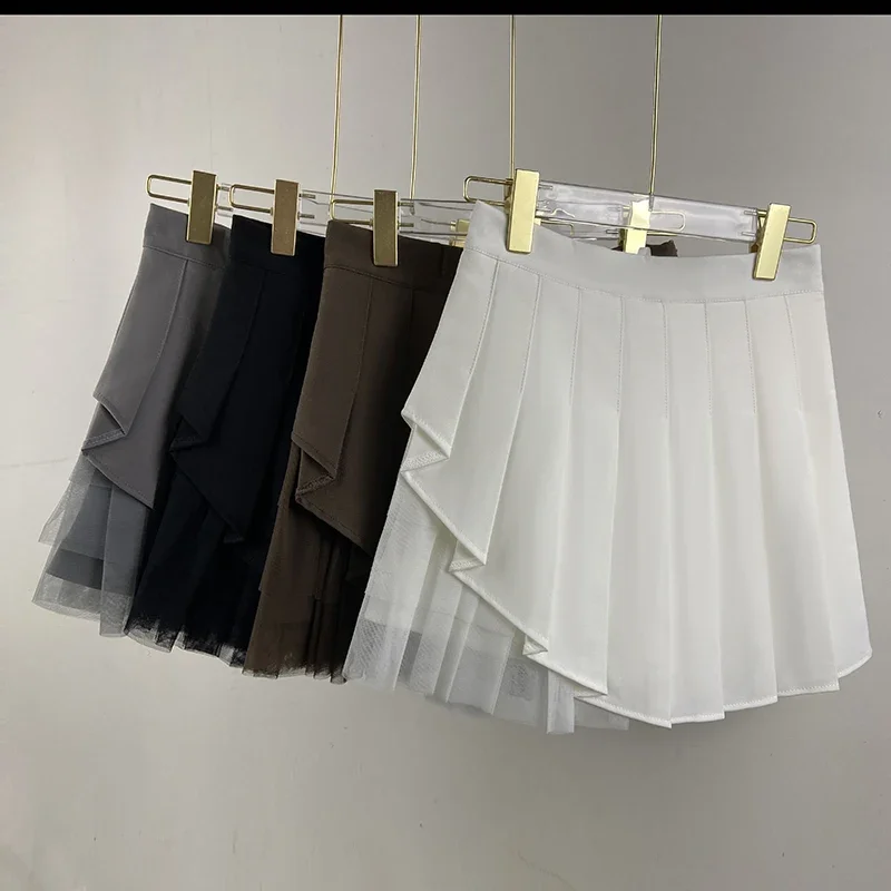 

Белая сетчатая юбка Y2k 2000-х годов Ropa Falda Mujer Mini Saia Корейская мода Плиссированные шорты-шорты Jupe Short Femme Женская одежда