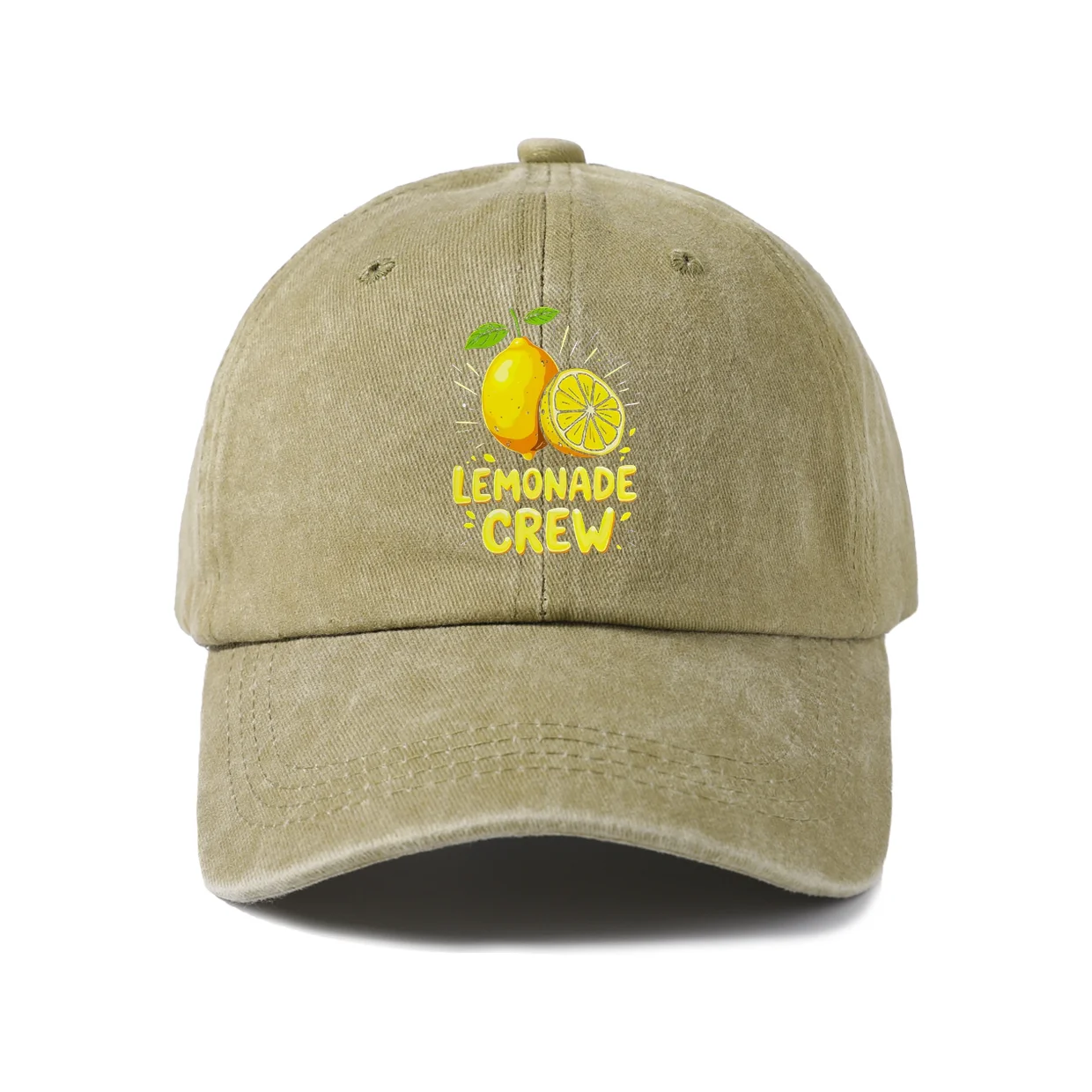 Vintage Washed Lemonade Crew Lemon Graphic Baseball Cap, Adjustable Unisex Dad Hat, Summer Fruit Gift