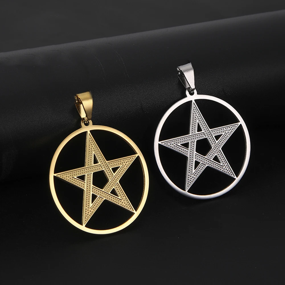 Dawapara Inverted Pentagram Baphomet Pentacle Pendant for Necklace Keychain Wiccan Migical Star Satanic Amulet Stainless Steel